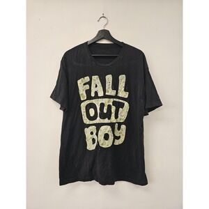 Fall Out Boy Shirt Mens Extra Large Black Band Tee Distressed Graphic Rock Music